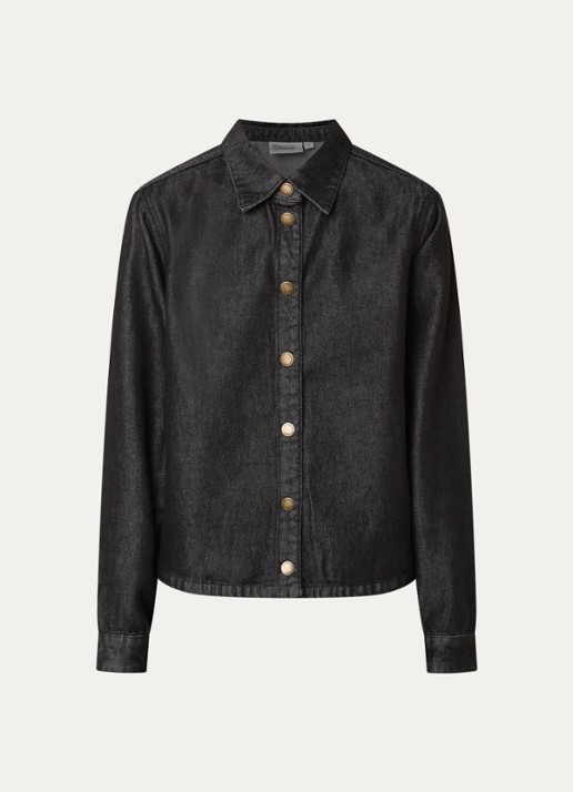 My Essential Wardrobe Malle 181 blouse van denim - voorkant 2 zwart