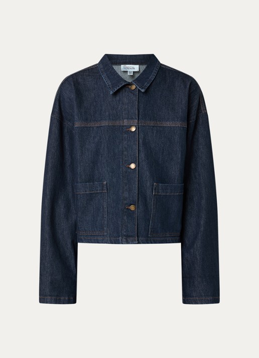 My Essential Wardrobe Malle spijkerjas met opgestikte zakken - voorkant 3 indigo