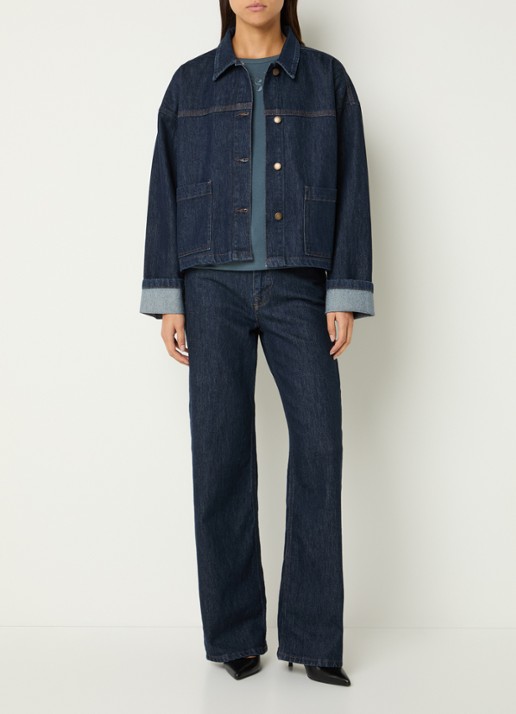 My Essential Wardrobe Malle spijkerjas met opgestikte zakken - voorkant 4 indigo