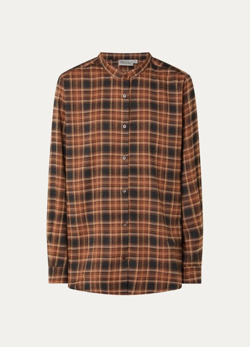 My Essential Wardrobe Mateo blouse met ruitdessin  - voorkant 3 bruin