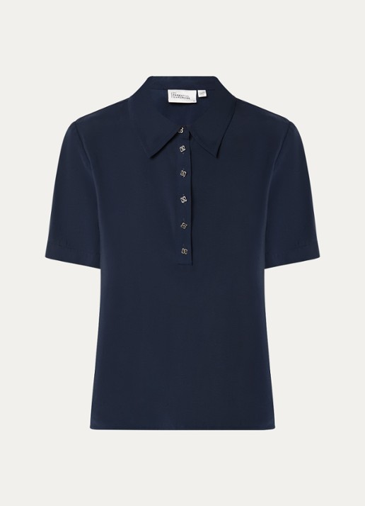 My Essential Wardrobe Mindy polo met kraag - voorkant donkerblauw