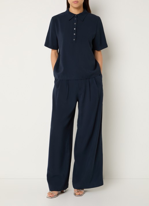 My Essential Wardrobe Mindy polo met kraag - voorkant 2 donkerblauw
