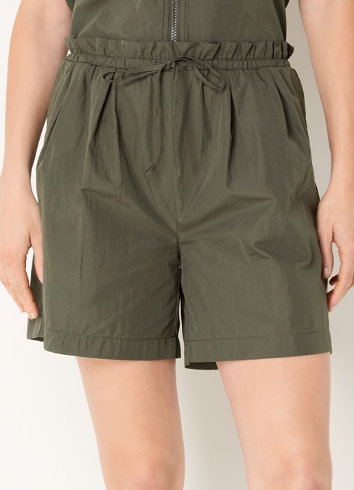 My Essential Wardrobe Mulla high waist straight fit korte broek met steekzakken - detail 2 donkergroen