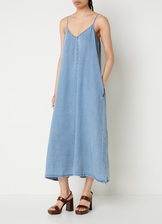 My Essential Wardrobe Nelly midi denimjurk met steekzakken en split
