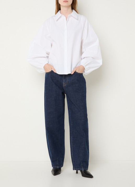 My Essential Wardrobe Sunna blouse met ballonmouw - voorkant 2 wit