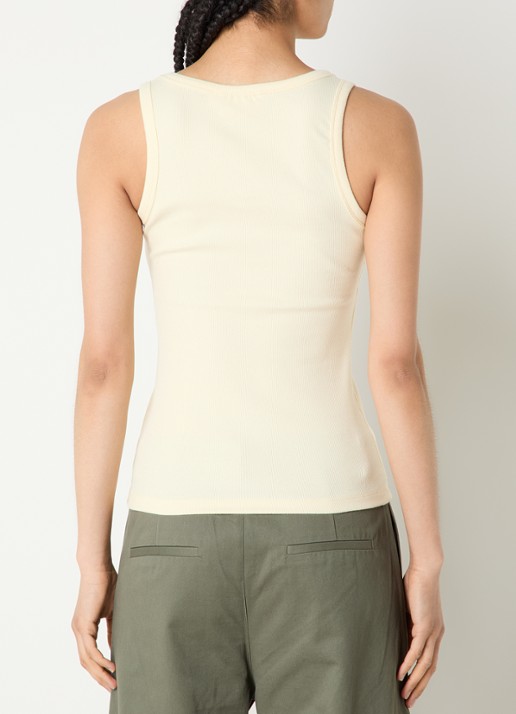 My Essential Wardrobe Tanktop met ribstructuur - achterkant 4 lichtgeel