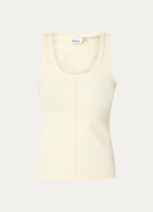 My Essential Wardrobe Tanktop met ribstructuur - voorkant 2 lichtgeel