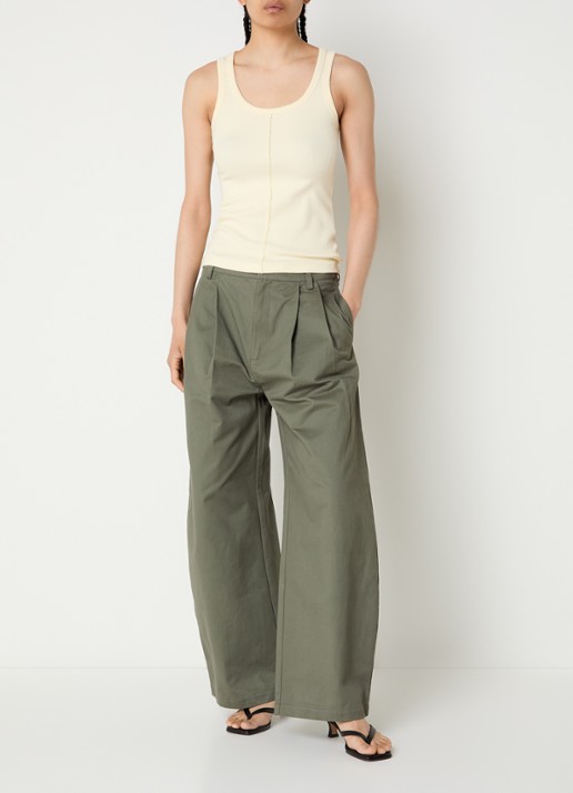 My Essential Wardrobe Tanktop met ribstructuur - voorkant 3 lichtgeel