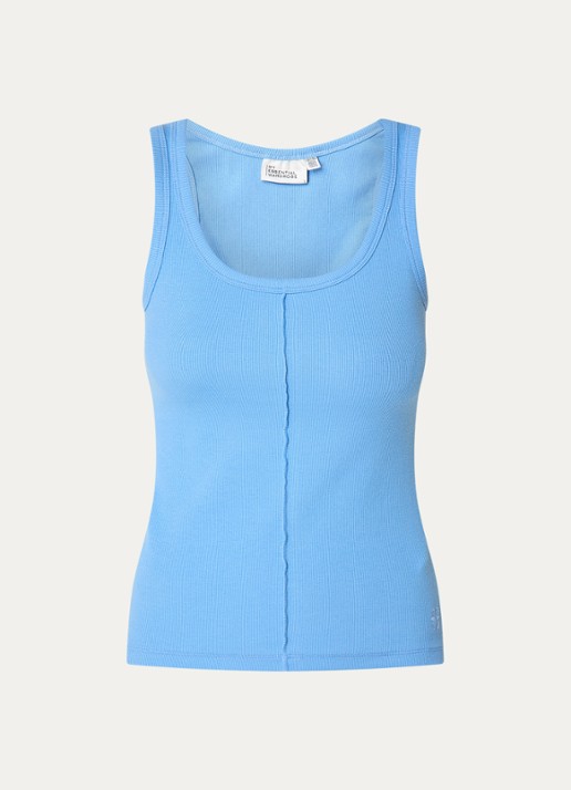My Essential Wardrobe Tanktop met ribstructuur - voorkant 3 blauw