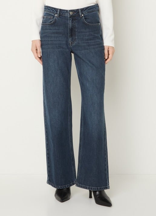 My Essential Wardrobe The Louis 139 high waist loose fit jeans met donkere wassing - detail indigo