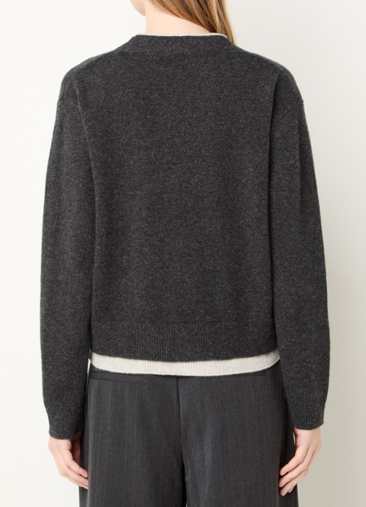 My Essential Wardrobe Tracy fijngebreid vest in wolblend - achterkant 4 antraciet