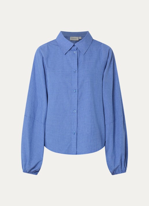 My Essential Wardrobe Wilse blouse met ballonmouw - voorkant 3 blauw