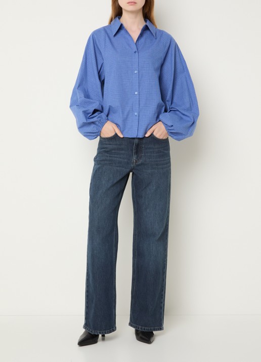 My Essential Wardrobe Wilse blouse met ballonmouw - voorkant 4 blauw