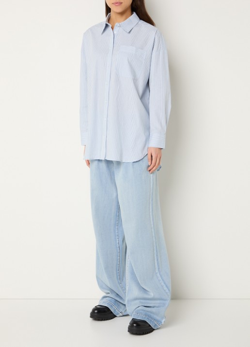 My Essential Wardrobe Zito 171 high waist wide leg jeans - voorkant 3 lichtblauw