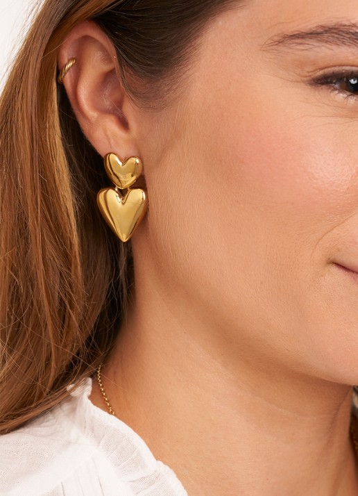 My Jewellery 2 Hearts oorstekers - voorkant 2 goud