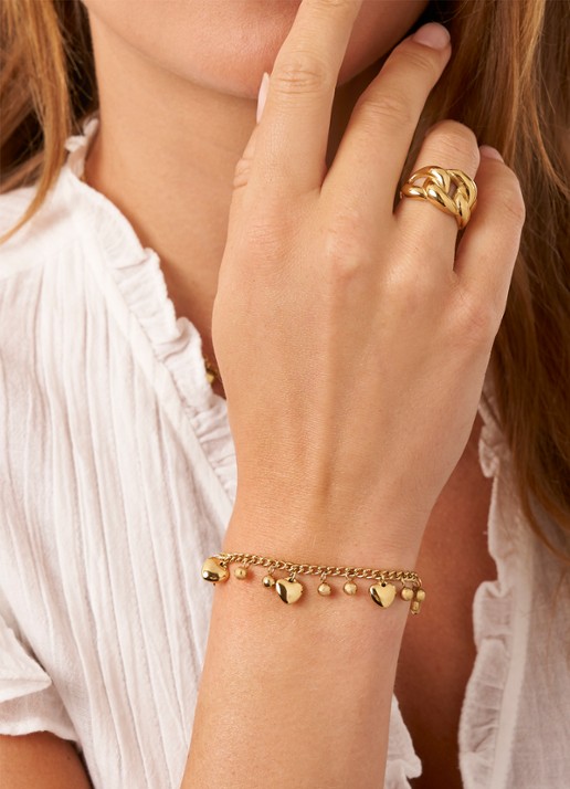 My Jewellery Chain Hearts & dots armband - voorkant 2 goud