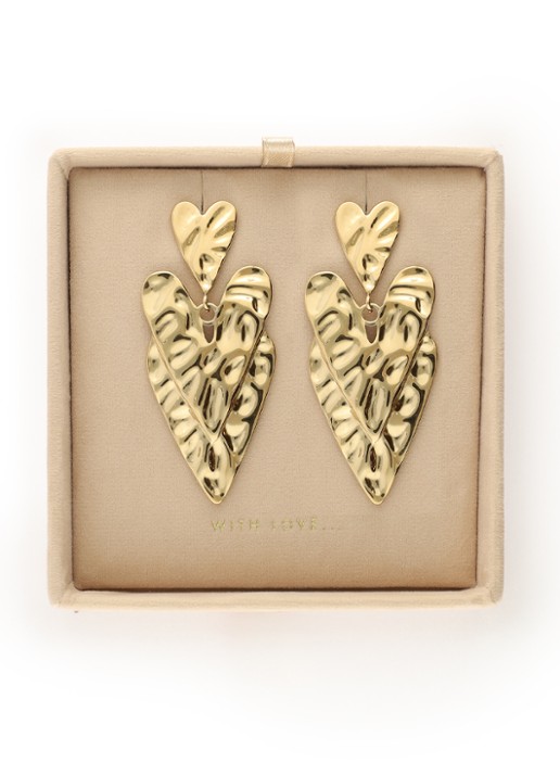 My Jewellery Hammered Hearts oorstekers - detail 2 goud