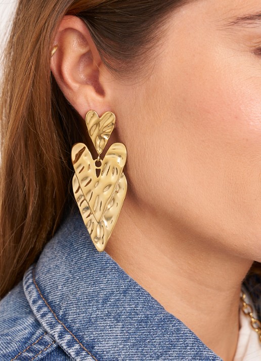 My Jewellery Hammered Hearts oorstekers - voorkant 5 goud