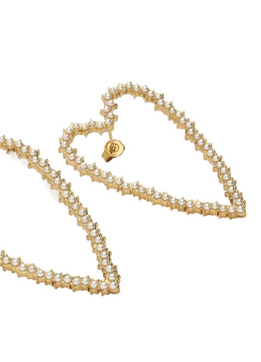 My Jewellery Open hearts oorstekers met imitatieparels - achterkant 3 goud