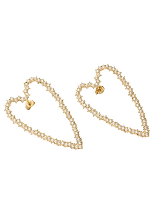 My Jewellery Open hearts oorstekers met imitatieparels - detail goud