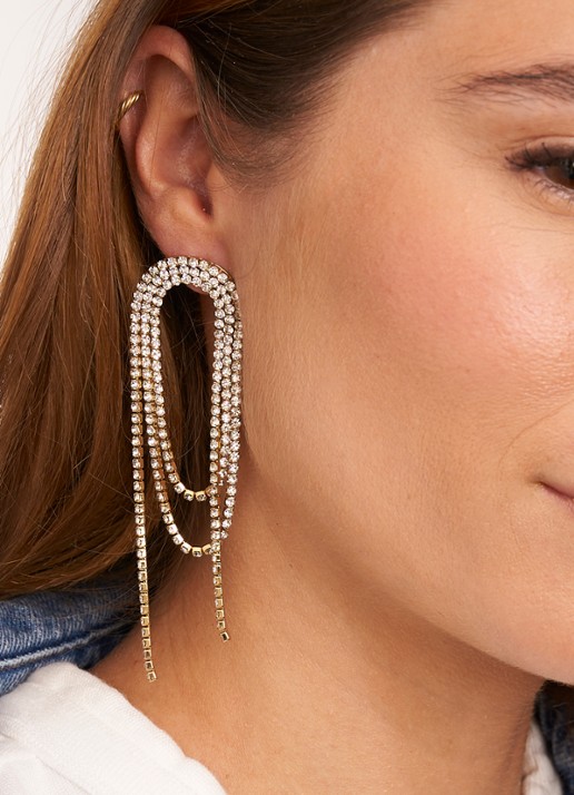 My Jewellery Oval strass oorstekers - voorkant 2 goud
