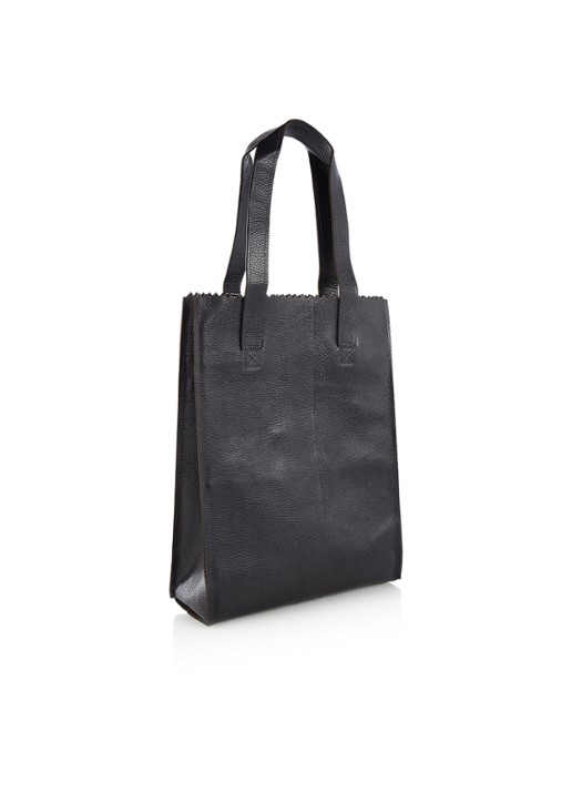 MYOMY My Paper Bag schoudertas van leer - detail zwart