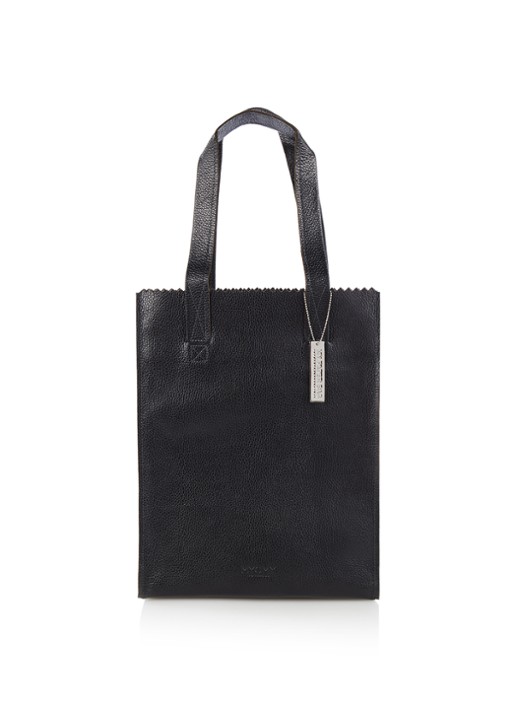 MYOMY My Paper Bag schoudertas van leer - voorkant 3 zwart