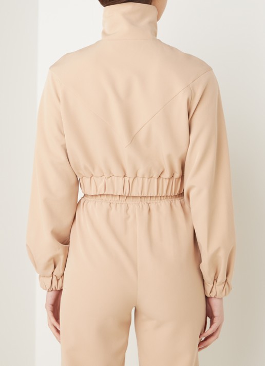 NA-KD Cropped jacket met opstaande kraag en rits - achterkant 4 beige