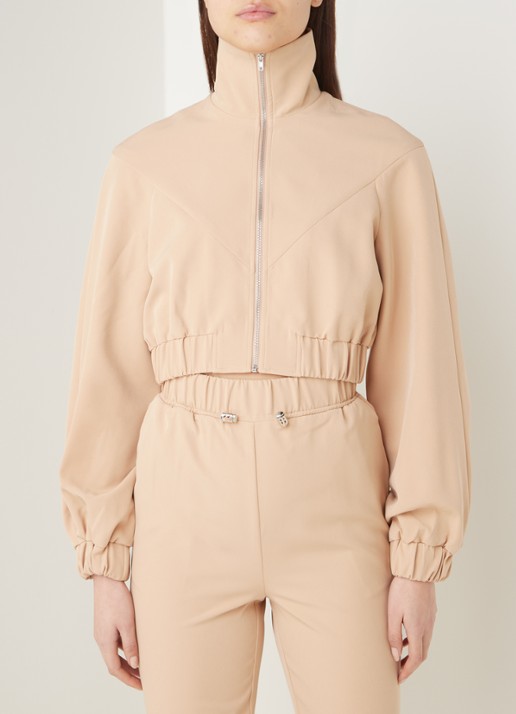 NA-KD Cropped jacket met opstaande kraag en rits - detail 3 beige