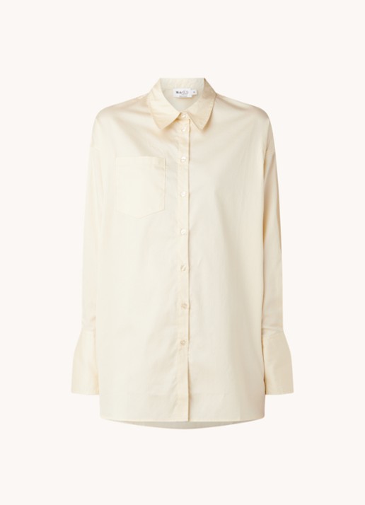 NA-KD Oversized blouse met borstzak - voorkant 2 lichtgeel
