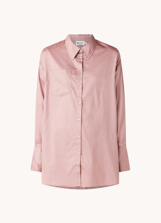 NA-KD Oversized blouse met borstzak - voorkant 3 oudroze