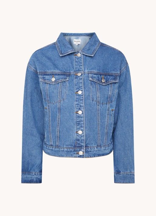 NA-KD Spijkerjas met steekzakken - voorkant 2 indigo