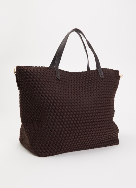 Naghedi Geneva shopper met leren details  - achterkant 4 chocoladebruin
