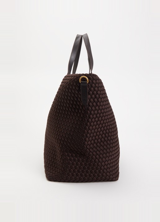 Naghedi Geneva shopper met leren details  - detail 2 chocoladebruin