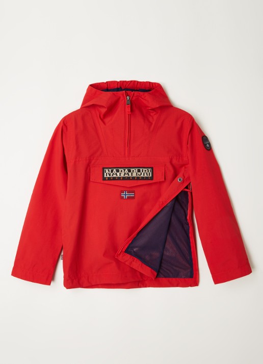 Napapijri Rainforest anorak met klepzak en waterafstotende coating  - voorkant 3 rood