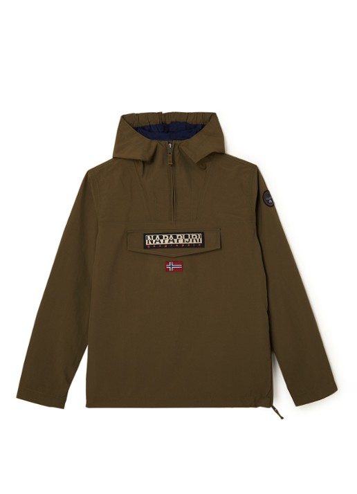 Napapijri Rainforest anorak met klepzak en waterafstotende coating  - voorkant groen