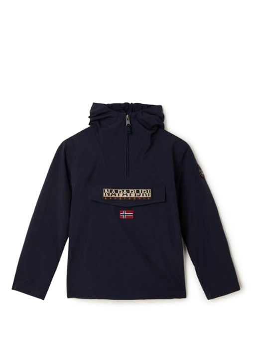 Napapijri Rainforest anorak met klepzak en waterafstotende coating  - voorkant donkerblauw