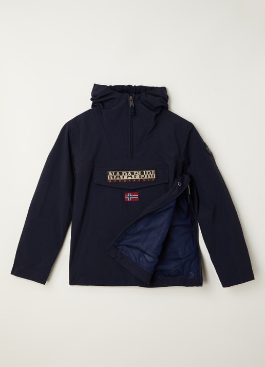 Napapijri Rainforest anorak met klepzak en waterafstotende coating  - voorkant 2 donkerblauw