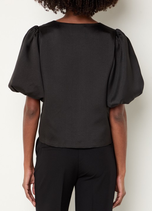 Neo Noir Aisa blouse van satijn - achterkant zwart