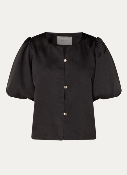 Neo Noir Aisa blouse van satijn - voorkant 2 zwart