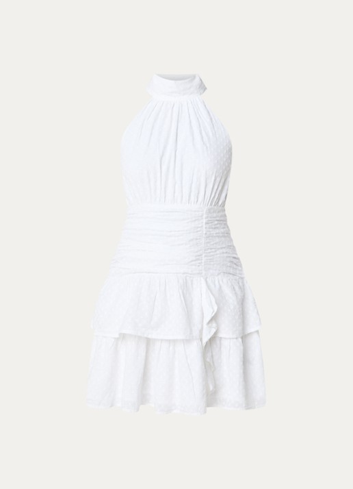 Neo Noir Amaris mini jurk met sjaalkraag - voorkant wit