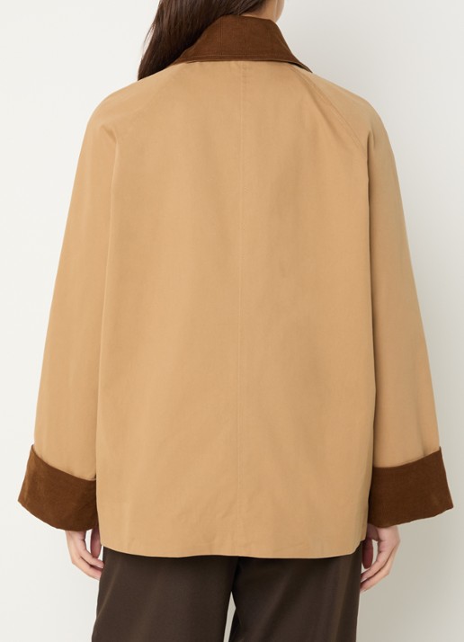 Neo Noir Anastacia barn jack met details van corduroy en klepzakken - achterkant bruin