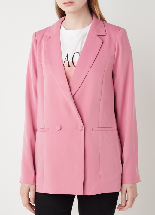 Neo Noir Andy longline blazer met paspelzak - detail 2 roze