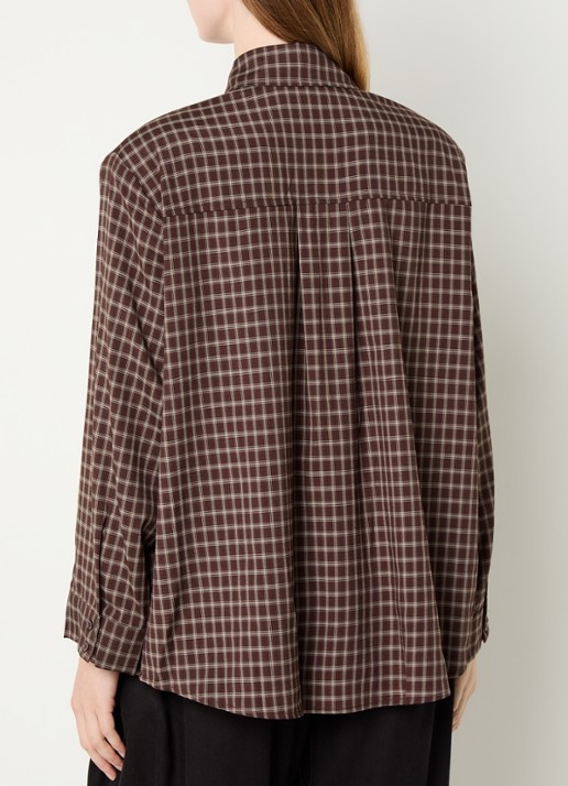 Neo Noir Anella blouse met ruitdessin - achterkant 2 roodbruin