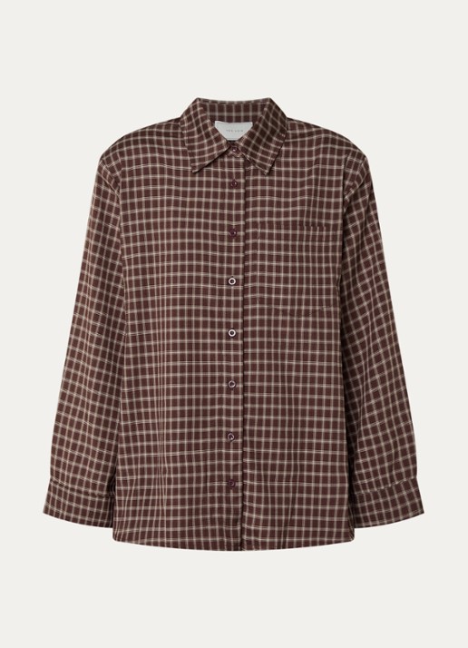 Neo Noir Anella blouse met ruitdessin - voorkant 3 roodbruin