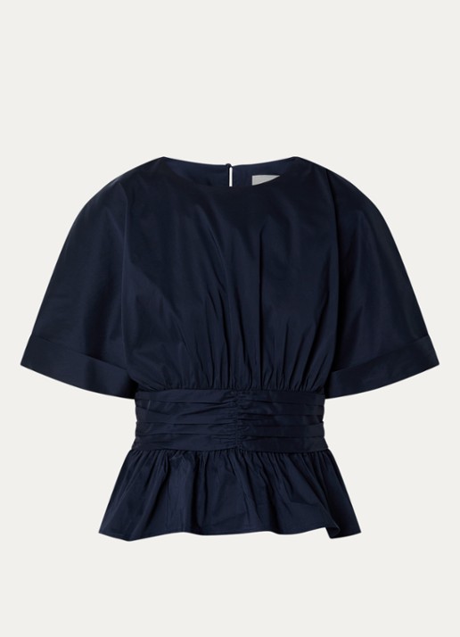 Neo Noir Annegret tops met peplum - voorkant 2 donkerblauw