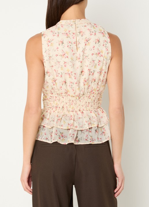 Neo Noir Ansol top met bloemenprint - achterkant 4 gebroken wit