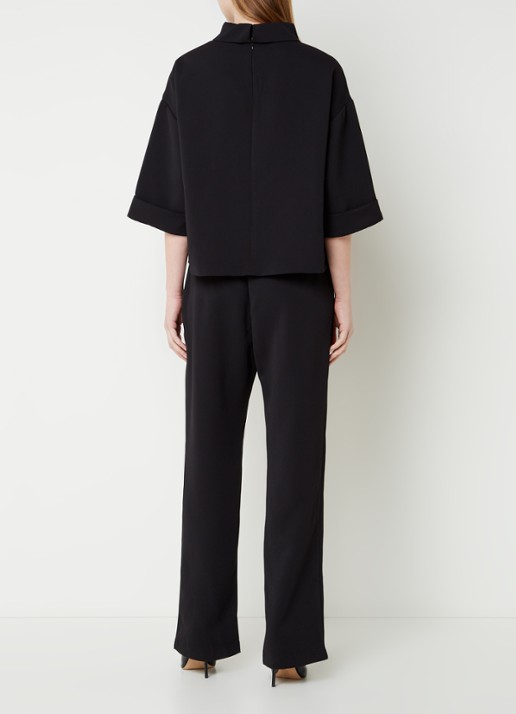 Neo Noir Arlo straight leg jumpsuit van crêpe - achterkant 4 zwart