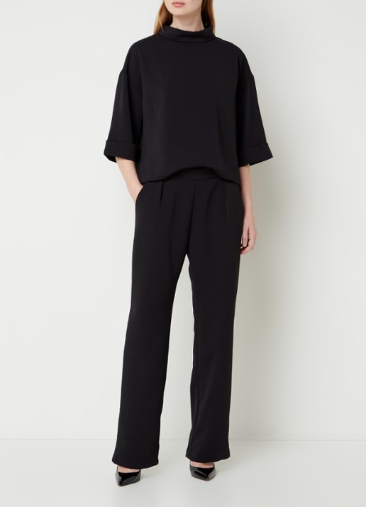 Neo Noir Arlo straight leg jumpsuit van crêpe - detail zwart