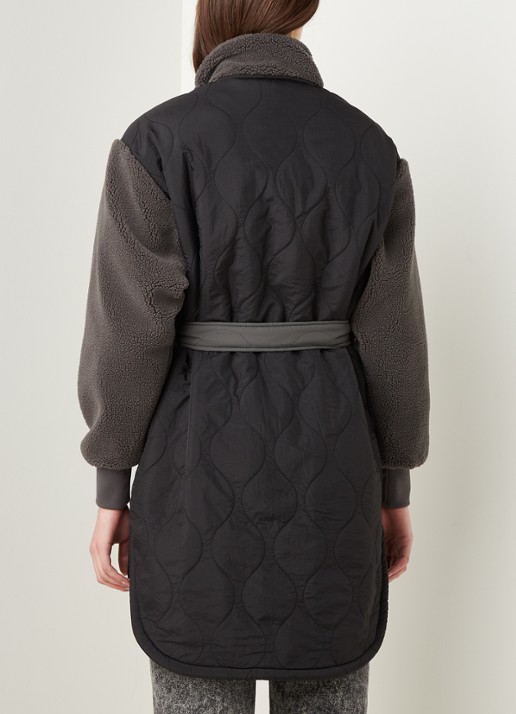 Neo Noir Atomic teddy jas met strikceintuur - achterkant antraciet
